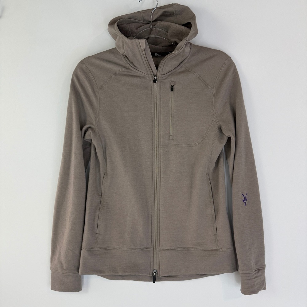 Ibex Mammoth Full Zip Hoodie Women S Taupe Merino Wool W-H00070-4525